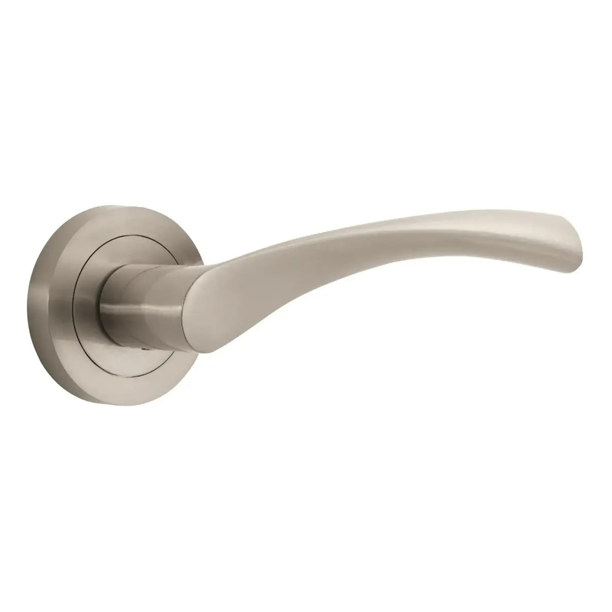 Designer Levers - Marvel Lever on Rose Door Handle - Contemporary Design- Brushed Nickel - 1 Pair - Fixings Included - Interior Use