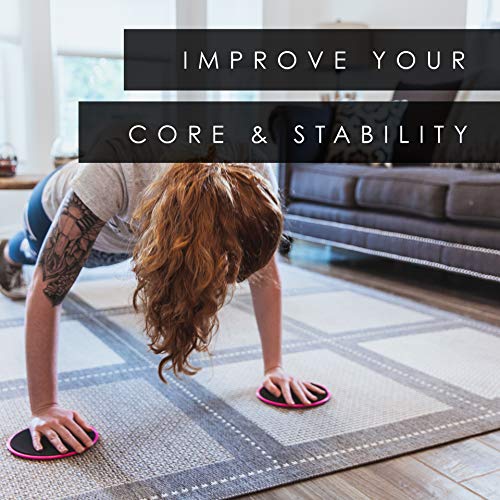 Live Infinitely Core Sliders - Dual Sided Fitness Sliders for Hardwood Or Carpeted Surfaces - Ideal for Ab & Core Workouts - Includes eBook of Exercises & Workouts (Rose Gold)