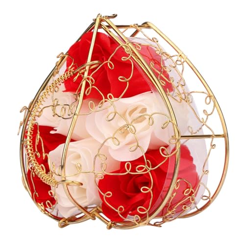 Soap Rose Flower Bouquet Gift, Portable Rose Soaps Basket, Simulation Rose Soap Flower Gift Boxes, Flora Scented Soap Rose Flower, Gift For Anniversary/Birthday/Wedding/Valentine’S Day, (E)