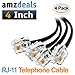 AmzPRO (4 Pack) 4 Inch Short Telephone Cable Rj11 Male to Male 4