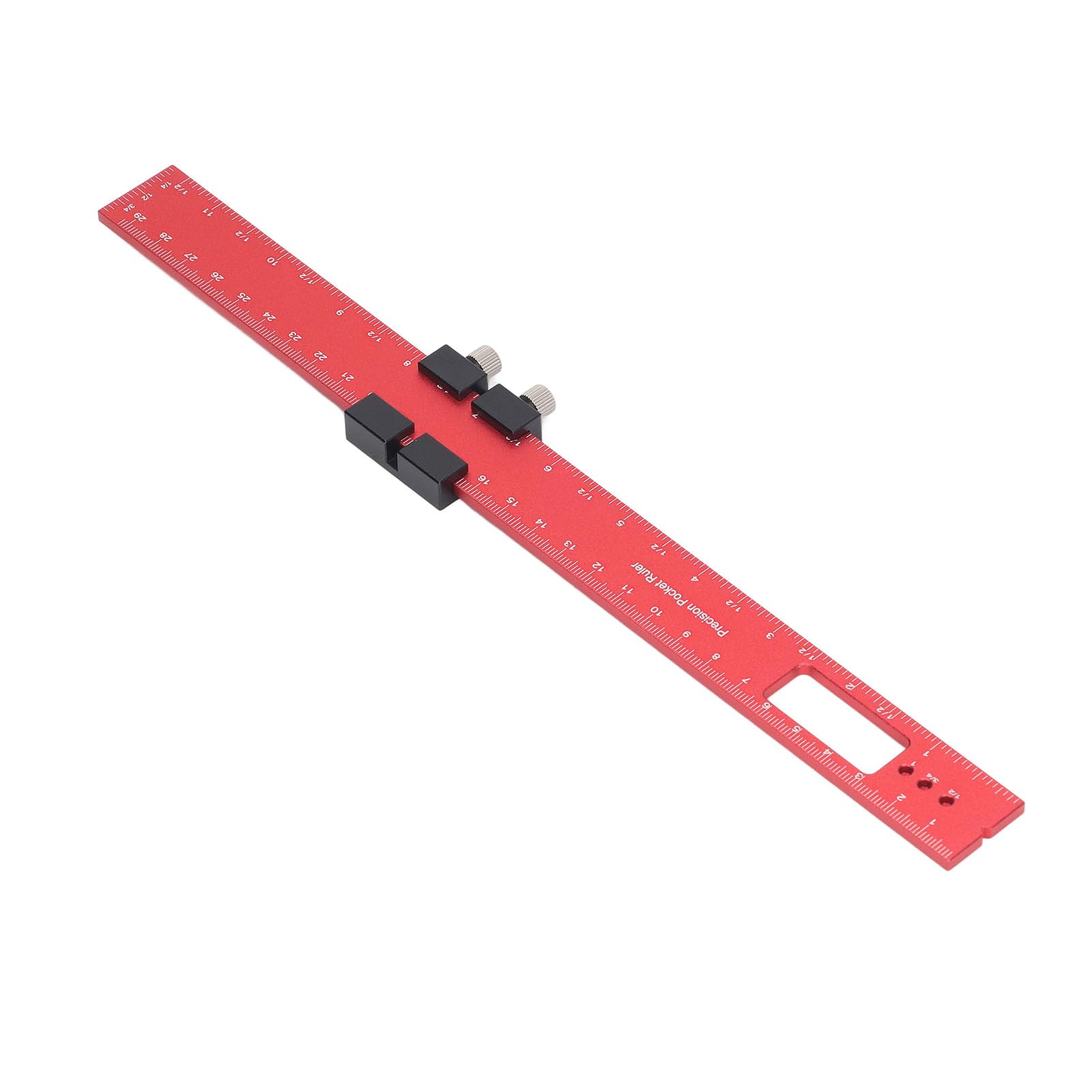 Pocket Slide Stop Marking Ruler, 300mm Aluminum Alloy Woodworking Scribing Ruler, with Groove and Stopper Carpenter Measuring Tools