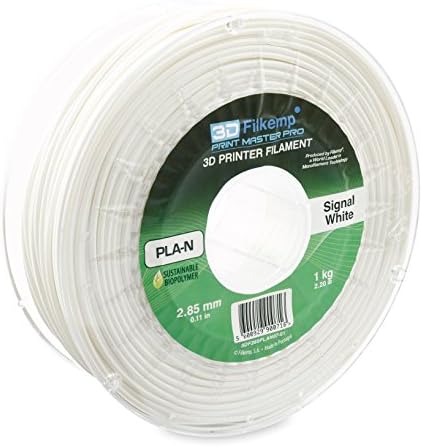 3D Filkemp Print Master Pro 3DF285PLAN07-01 Next Generation PLA 3D Printer Filament, Spool, 3 mm Diameter, Signel White