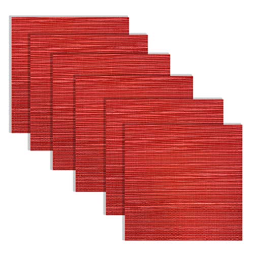 Benson Mills Woven Vinyl Placemats (Red, 14" X 14" Square Set of 6