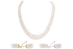 Pearl Vibe AAA+ Quality White Freshwater Pearls Necklace for Women | 6.5-7mm Round White Pearls with 925 Sterling Silver Chain