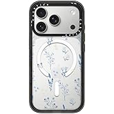 CASETiFY Impact iPhone 17 Pro Case [Slim/Compatible with Magsafe / 8.2 ft. 4X Military Grade Drop Protection] - Small Blue Flowers - Clear Black