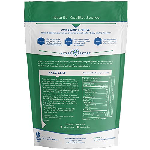 Nature Restore USDA Certified Organic Kale Powder, Non-GMO (8 Ounces), Perfect for Shakes, Greens Superfood Blends