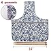 Teamoy 2 Pack Canvas Knitting Tote Bag and Knitting Needles Roll Holder for Yarn, Knitting Needles(14 Inches), Supplies and More, Perfect Size for Knitting on The Go(Large,Blue Flowers)