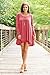 Floral Find Women Long Sleeve Blouse Layered Scoop Neck Tunic Loose Fit Dress (Large, Red)