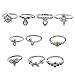 10 Pcs Vintage Women Mid Ring Set Bohemian Starfish Rhinestone Joint Knuckle Nail Midi Ring Set