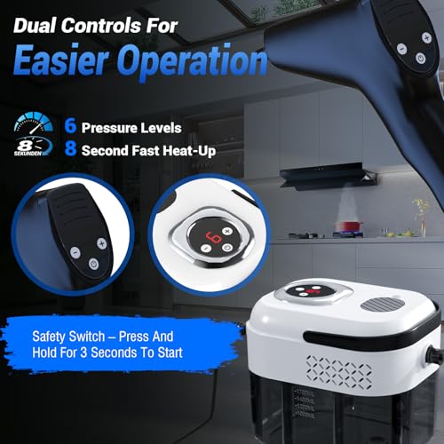 2026 New 6-speed Handheld Steam Cleaner, 1.8L,USA HSD Technology—Sterilization 99.99%【Steam Cleaner】graphene heating technology—8S rapid heating, Steam Cleaner Handheld for Home,Floor,Sofa,Car&Windows