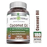 Amazing Nutrition Coconut Oil Capsules, 1000 Mg Per Softgels Dietary Supplement, 180 Softgels