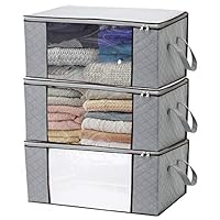 LivingBox Foldable Storage Containers Fabric See-Through Window, Household Home Organizers, Oxford Fabric Storage Bins, 3 Pack