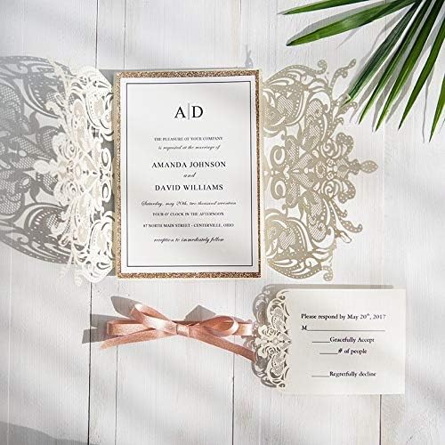 Hhtc カードや招待状 安価なカードや招待状 ボックスあたり50個 Outlet Sale 欧州ハイエンドピンクの結婚式の招待状 レーザーカット花の輝く婚約洗礼の招待カード 色 Pearl Whole White Set サイズ