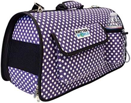 KritterWorld Polka Dot Pet Carrier with Storage Pockets -  Purple