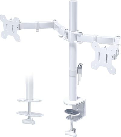 BONTEC Dual Monitor Arm Desk Mount 13-27 Inch VESA 75x75/100x100 White