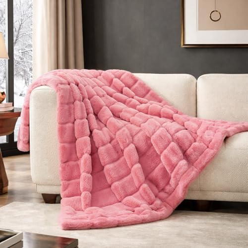 Cozy Bliss Deluxe Sheared Rabbit Faux Fur Throw
