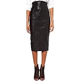 RedSeam Women's Leather Skirt Genuine Soft Lambskin Leather Below-Knee Corset Skirt RK013