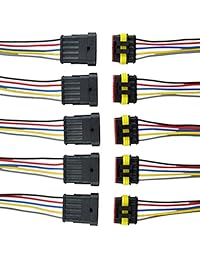 ESUPPORT 5 Pin Way Car Auto impermeable enchufe eléctrico Kit con alambre AWG Gauge Marine Pack de 5