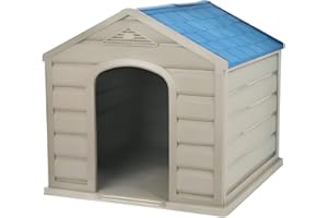 YOPIDO YO PIDO Dog Houses Made with Plastic UBQ, 23 x 24 x 26.8 in, for Medium and Small Pets, Made for Outdoors with UV Protection and Water Resistant, Moisture Resistant, Easy to Assemble, Blue