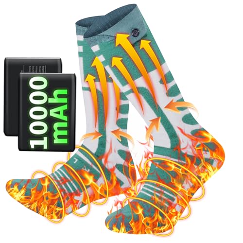 Beheizbare Socken Mit Akku 5V 10000Mah Wiederaufladbare Steuerbar Über App Elektrisch Heizsocken Für Damen Herren, Fußwärmer Unisex Beheizte Socken Für Skifahren/Radfahren/Angeln/Jagd/Camping Xl