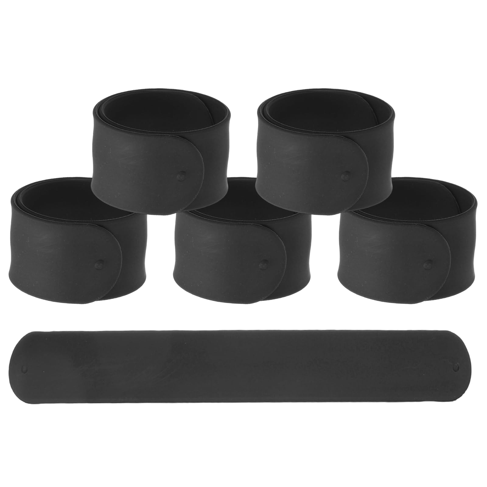 YELARXI Slap Bracelets, Silicone Charm Bracelets Snap Band - 6Pcs Fitting for (Birthday Holiday Exchanging Gifts Party Favors Crafts Project DIY Prizes) 8.5" & Black