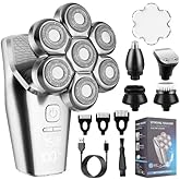 Head Shavers for Bald Men Electric Razor Detachable 7D Head Rotary Shavers, Nose Ear Face Body Hair Trimmer with Clippers IPX8 Waterproof Dry Wet Cordless Rechargeable Grooming Shaver