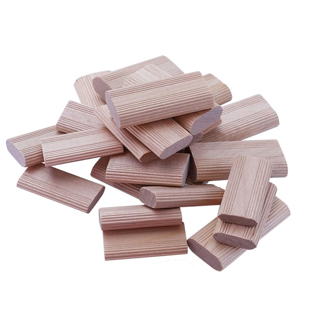 Fowecry 100 Pieces of 10mm Domino Wooden Dowel Connectors, Beech Wood Plugs, Woodworking Furniture Splicing Connectors Easy Install Easy to Use