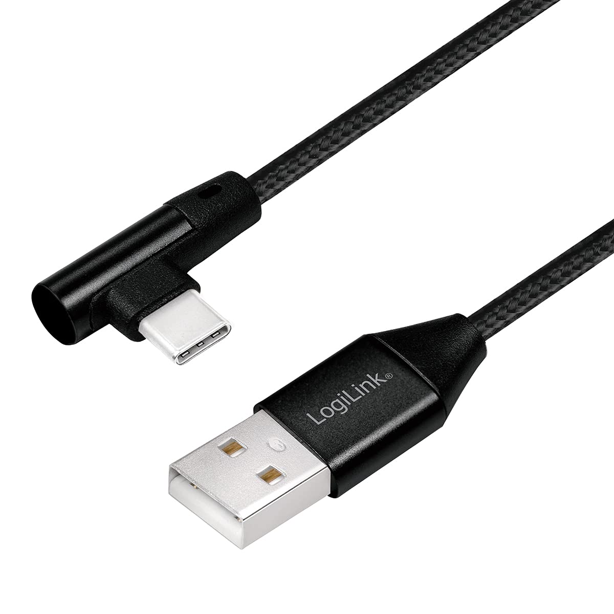 Logilink USB 2.0 Connection Cable USB (Type A) to USB (Type C) 90° Angled Black 0.3 m