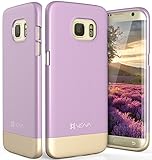 Galaxy S7 Edge Case, Vena [iSlide][Two-Tone] Dock-Friendly Slim Fit Hard Case Cover for Samsung Galaxy S7 Edge (Lavender/Champagne Gold)
