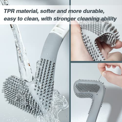 Golf Toilet Brush, Silicone Toilet Cleaning Brush, Golf Brush Head Toilet Brush, Long-Handled Golf Clubs, TPR bristles, Fast and efficient Cleaning of The Toilet, for Bathroom Toilets (White)