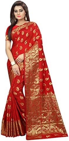 Women's Banarasi Silk Saree (HNT01SRI477_Red)