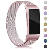 Replacement Compatible Fitbit Charge 3 Bands /Charge3 SE Metal Bands Wristband Accessory Magnetic Breathable Sport Bracelet Strap Small for Women Men Silver Black Rose Gold Blue 10 Colors
