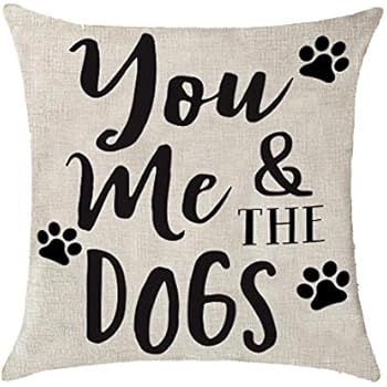 Bnitoam Animal You Me and The Dogs Print Gift Holiday Cotton Linen Throw Pillow Covers Case Cushion Cover Sofa Decorative Square 18x18 inch Decorative Pillow Wedding