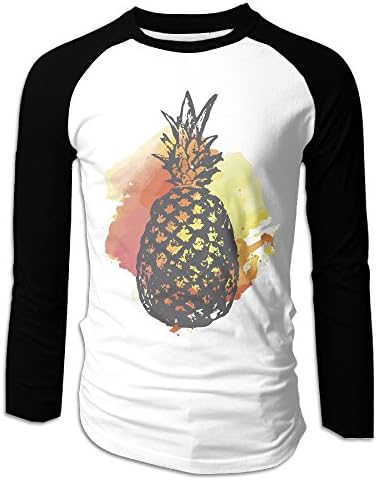 Mens Pineapple On Watercolor Blob Fashion Handsome Long Sleeve Raglan Baseball T Shirt Tee Shirts