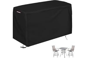 Loenel Patio Swivel Bar Set Covers, Waterproof Outdoor Bar Height Set Cover for Patio Bistro Sets 3 Piece Table and Chairs, Heavy Duty 600D Outdoor Bars Height Dining Sets Cover- 70" L x 32" W x 47" H