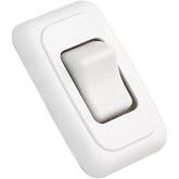 Single SPST On-Off Switch with Bezel, 16 Amp 125-250 VAC, 12V DC Rocker Switch for RV, Camper, Trailer, Motor Home, Boat, Marine (White)