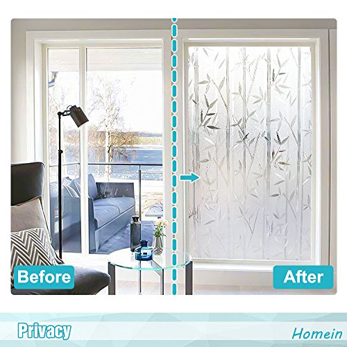 Homein Window Film Privacy, 3D Crystal Clear Bamboo Decorative Stained