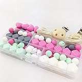 Silicone Wooden Teething Beads Nursing Necklace DIY Silicone Teething Kit Geometric Hexagon Silicone Wood Beads Teething Necklace Baby Teether Toys