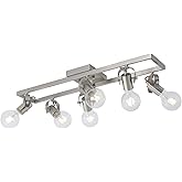 KEESFU 6-Light Nickel Track Lighting Fixtures Ceiling, Modern Silver LED Track Lighting with 6 Rotatable Heads, for Kitchen, 