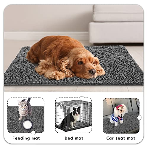 Ompaa Chenille Indoor Door Mat Entryway Rug, 36x24 Grey, Super