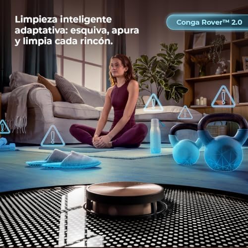 Robô aspirador e esfregão com base auto-esvaziante e AI Conga X80 Pro. Navegação a laser, 25000Pa, Autonomy 240m², Tecnologia Adaptativa, Desinfeção de Esfregões, Bluetooth e WiFi, Controlo por Aplicação — foto 3 de 8