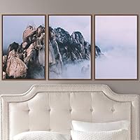 3 Piece Framed Canvas Wall Art Foggy Mountains Canvas Prints Home Artwork Decoration for Living Room,Bedroom - 16