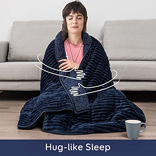 Pawque Sherpa Fleece Weighted Blanket Twin Size 15lbs for Adult, Fuzzy