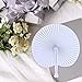 WOWOSS 60 Packs White Paper Fans Wedding Fans Round Shaped Folding Fans Plastic Handle Wedding Celebration Birthday Party Favor