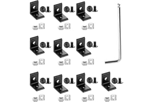 10pcs 2 Hole 2020 Series 90 Degree Inside Corner Bracket Set, Black L Corner Bracket, 20pcs T-Slot Nuts and Hex Screw Bolt an