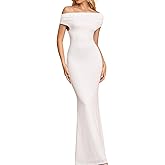 GLNEGE Formal Off The Shoulder Wedding Guest Maxi Dress Fall Elegant Bodycon Cocktail Party Dresses for Women