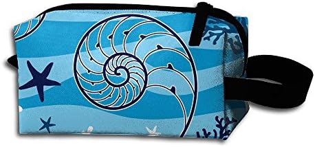 Tiled Pattern Of Starfish And Seagrasses Multifunction Portable Pouch Cosmetic Medicine Handbag