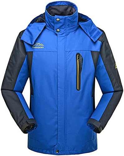 Jeater Men's Hooded Outdoor Hiking Windbreaker Breathable Waterproof Rain Jacket JT6029-Blue-Medium