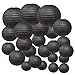 Just Artifacts Decorative Round Chinese Paper Lanterns 24pcs Assorted Sizes (Color: Black)