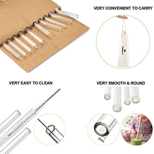 PHILORN Glas Strohhalme Wiederverwendbar 8er Set (8.5in Lang, 8mm/10mm Durchmesser), Beständig Gegen 200°C/-20°C… – Bild 4